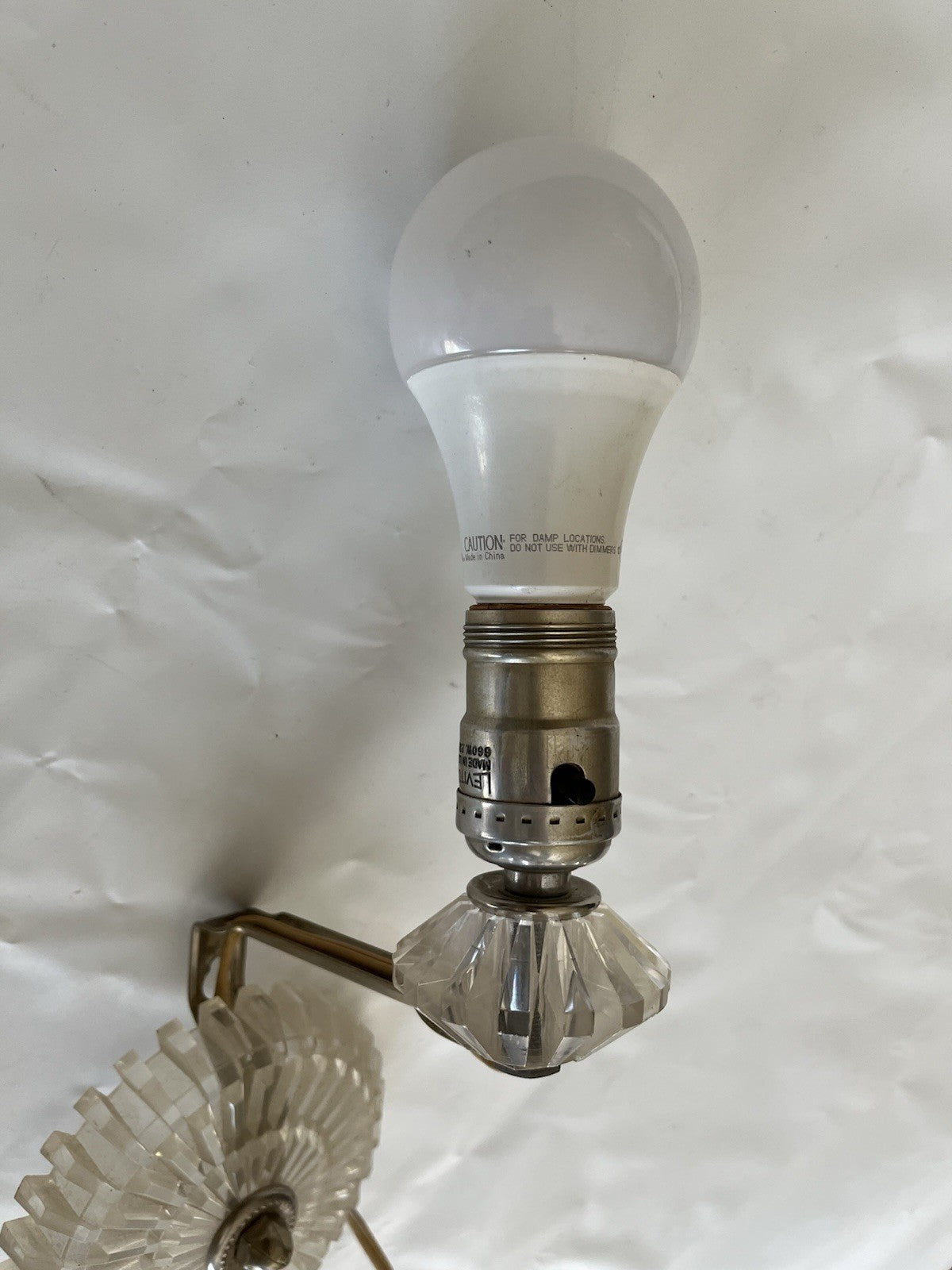 MCM/Vintage Leviton Clear Acrylic Electric Light Wall Sconce Art Deco Works!