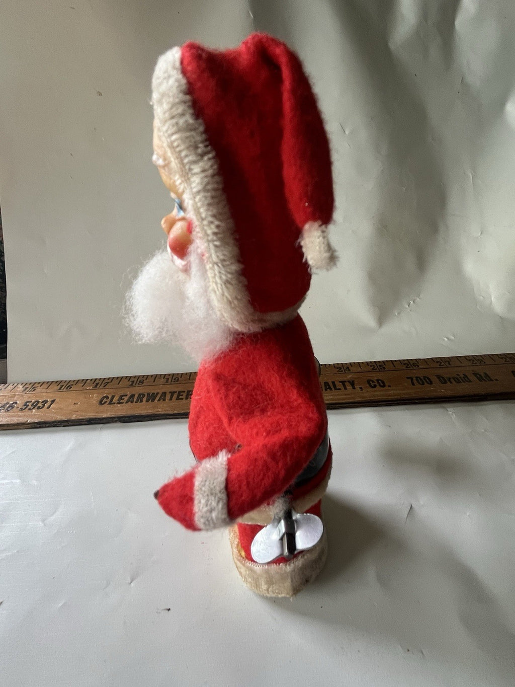 Vintage MCM 1950/60’s Mechanical Santa Claus Alps 6.5" Tall, Blue Eyes. Works!