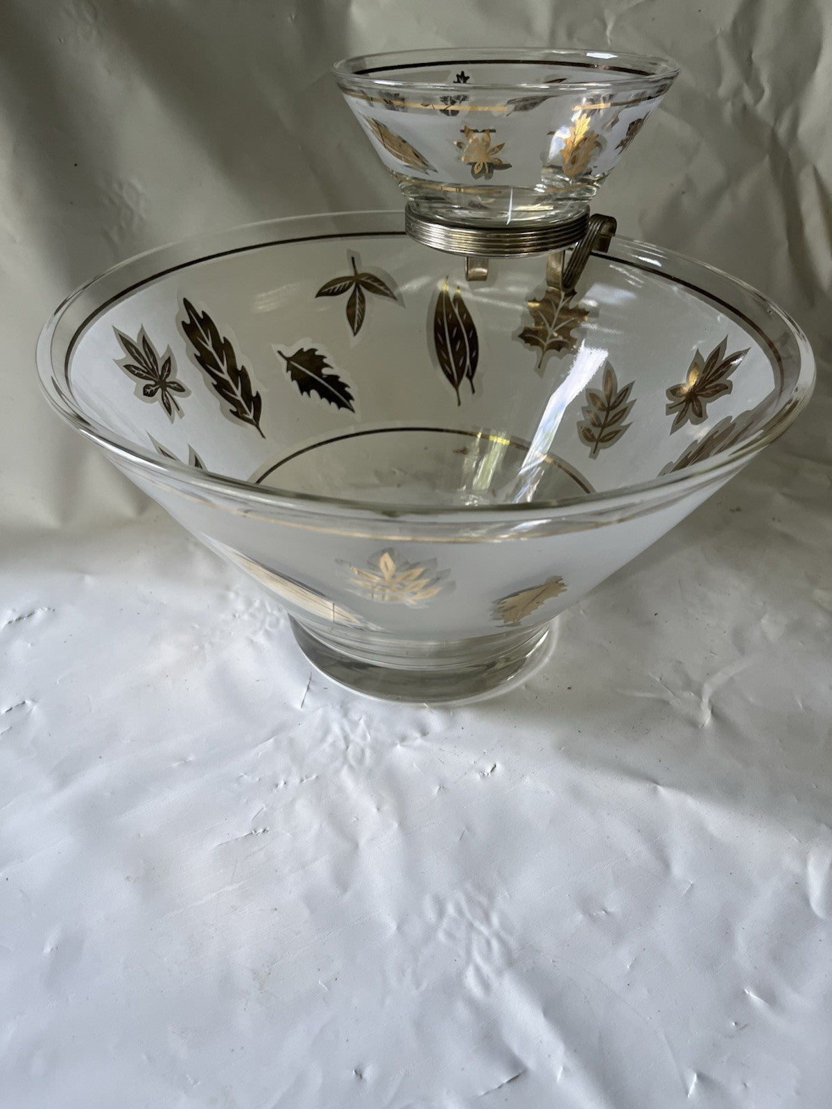 Libbey Golden Foliage Chip and Dip with Dip Holder Beautiful