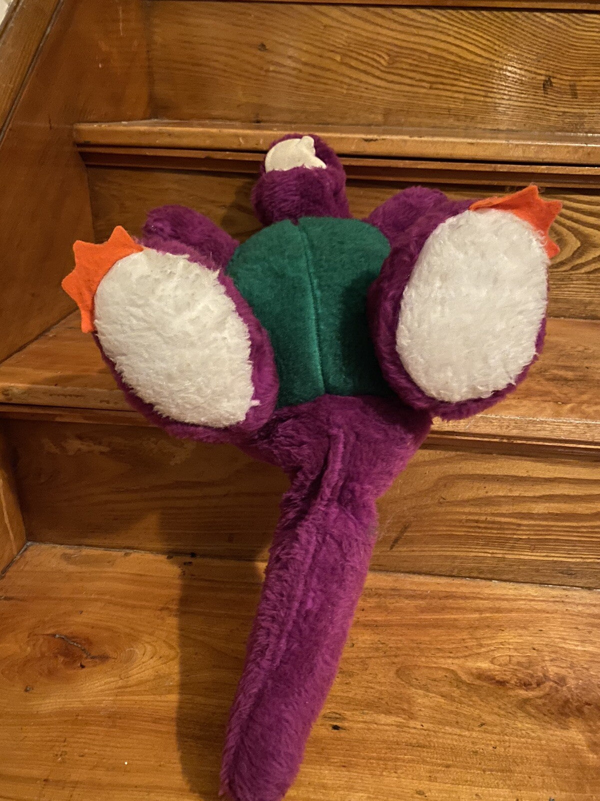 Early Unbranded Barney 15” Plush White Mouth & Soles Orange Toes RARE