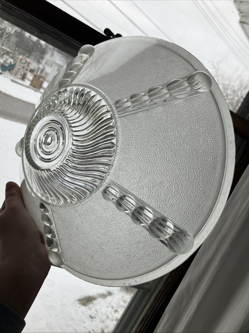 Antique Vintage White Glass Art Deco Styles Ceiling Light 11” Single Chain, 1920