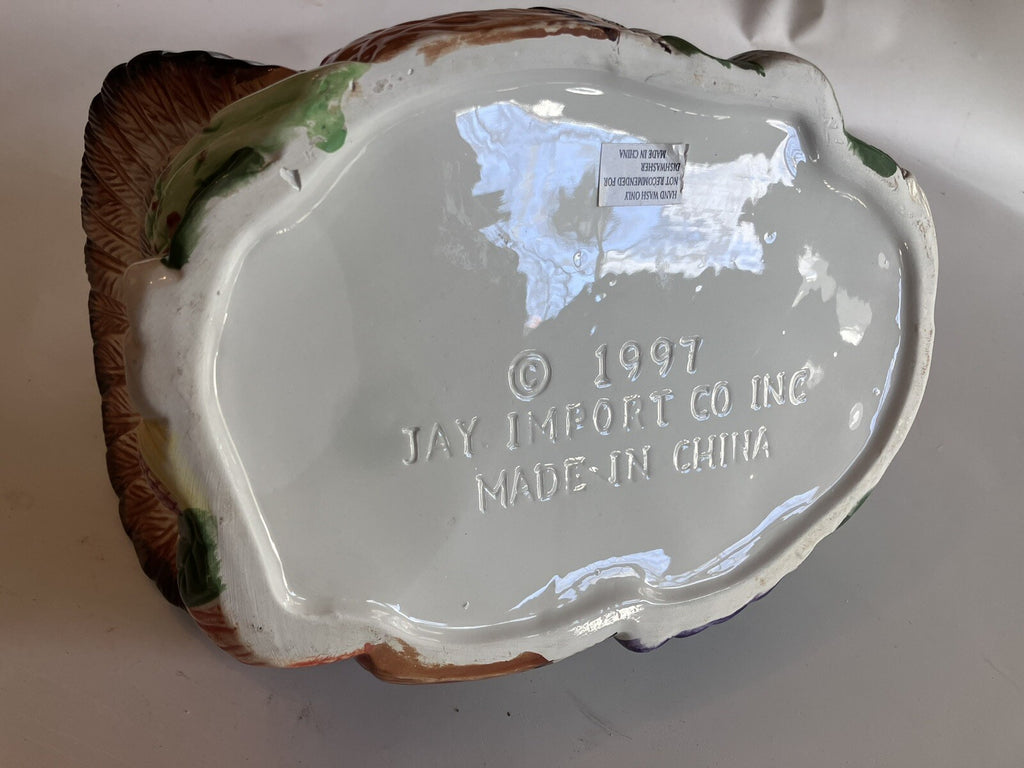 Jay Import Co. Thanksgiving Themed Ceramic Basket And Candlestick Holders (1997)