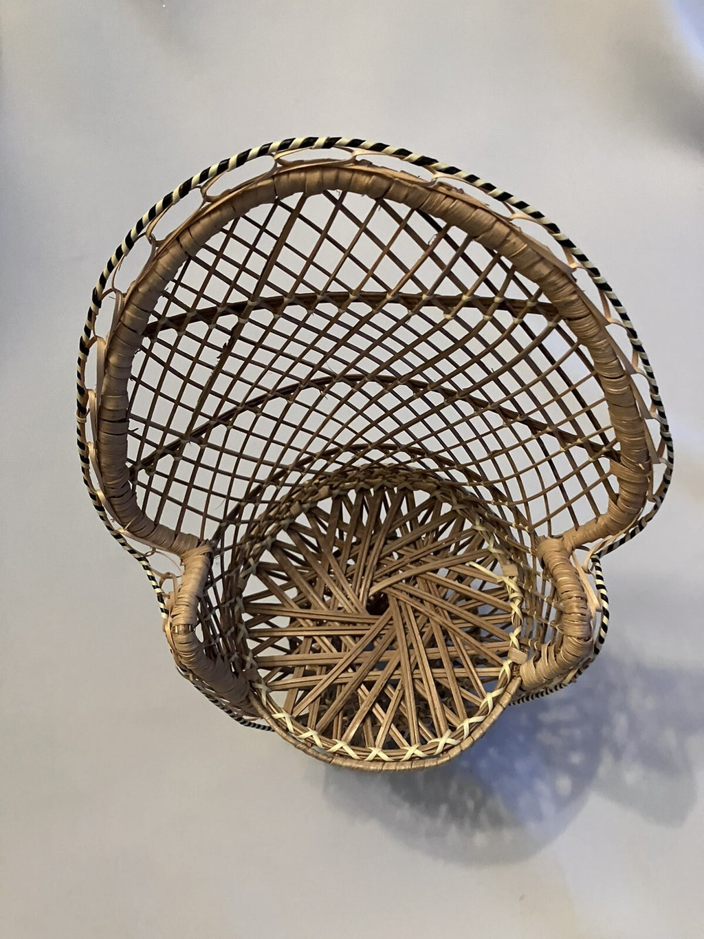 Vintage Wicker Peacock Rattan Chair 15.5 Plant Stand Doll Chair