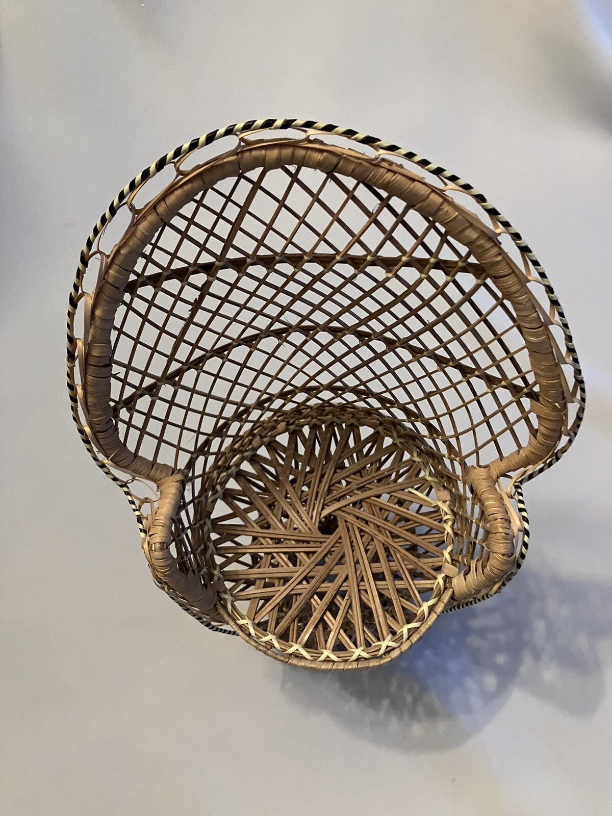 Vintage Wicker Peacock Rattan Chair 15.5 Plant Stand Doll Chair