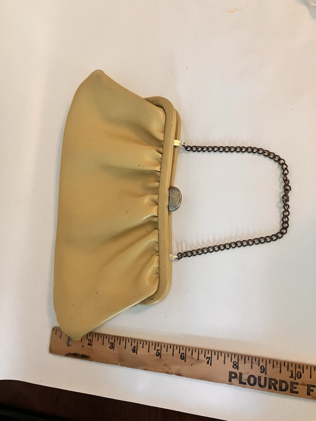 Vintage Light Yellow MCM Purse With Small Chain