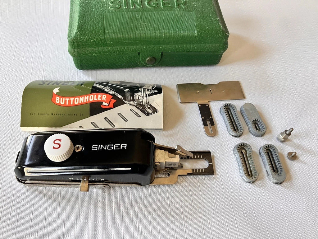 Vintage Singer Buttonholer machine With Original 5 Settings And Paperwork. EVC