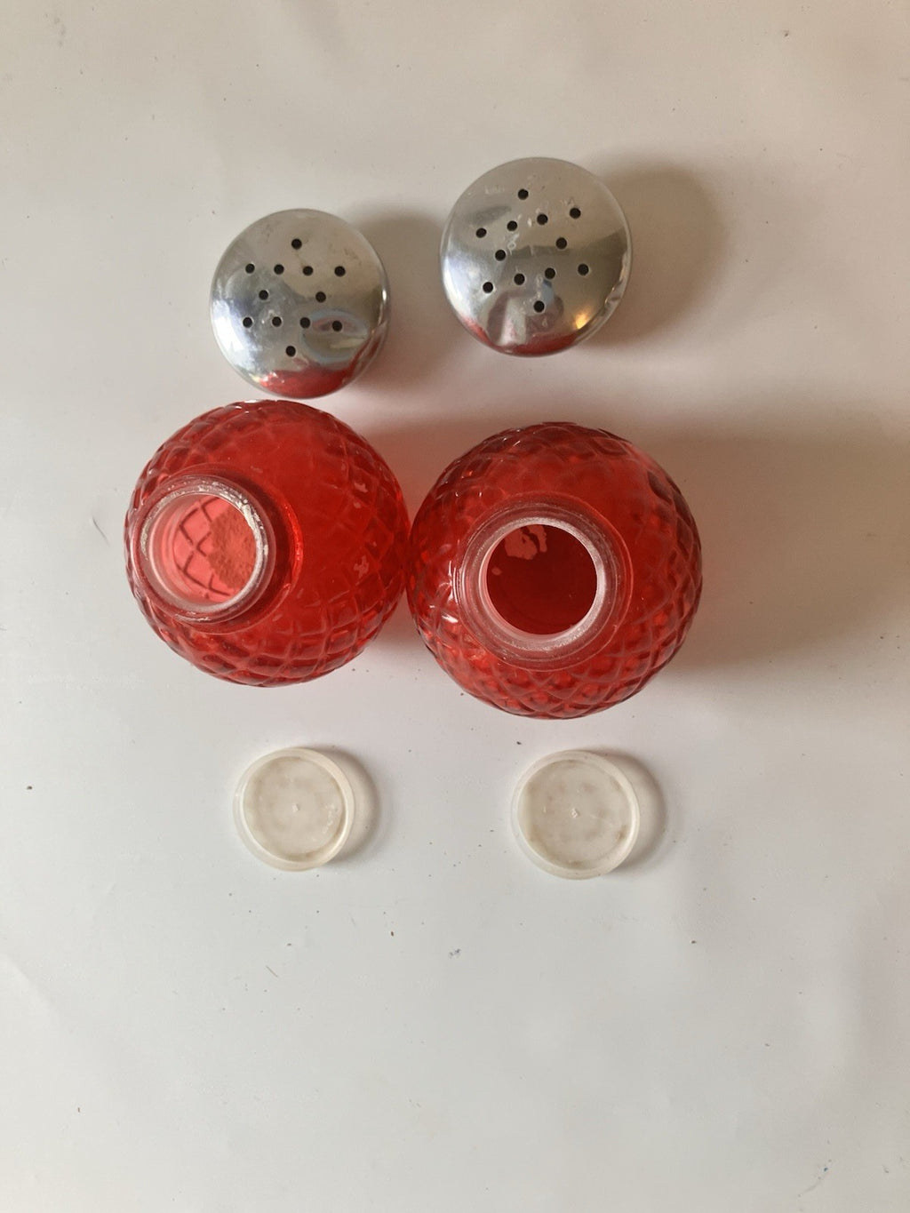 Pair Of Red Vintage Avon “Charisma” Fragrant Powder Shakers