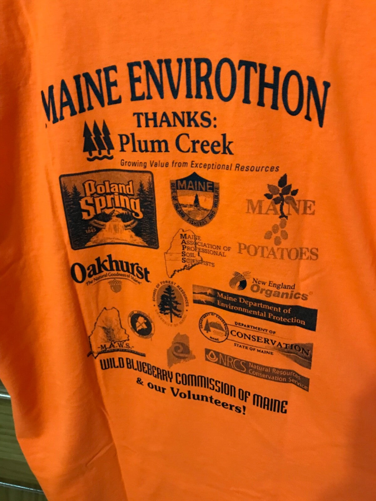 Vintage Maine Envirothon Orange T-Shirt Size Large New w/ Tags Canon Envirothon