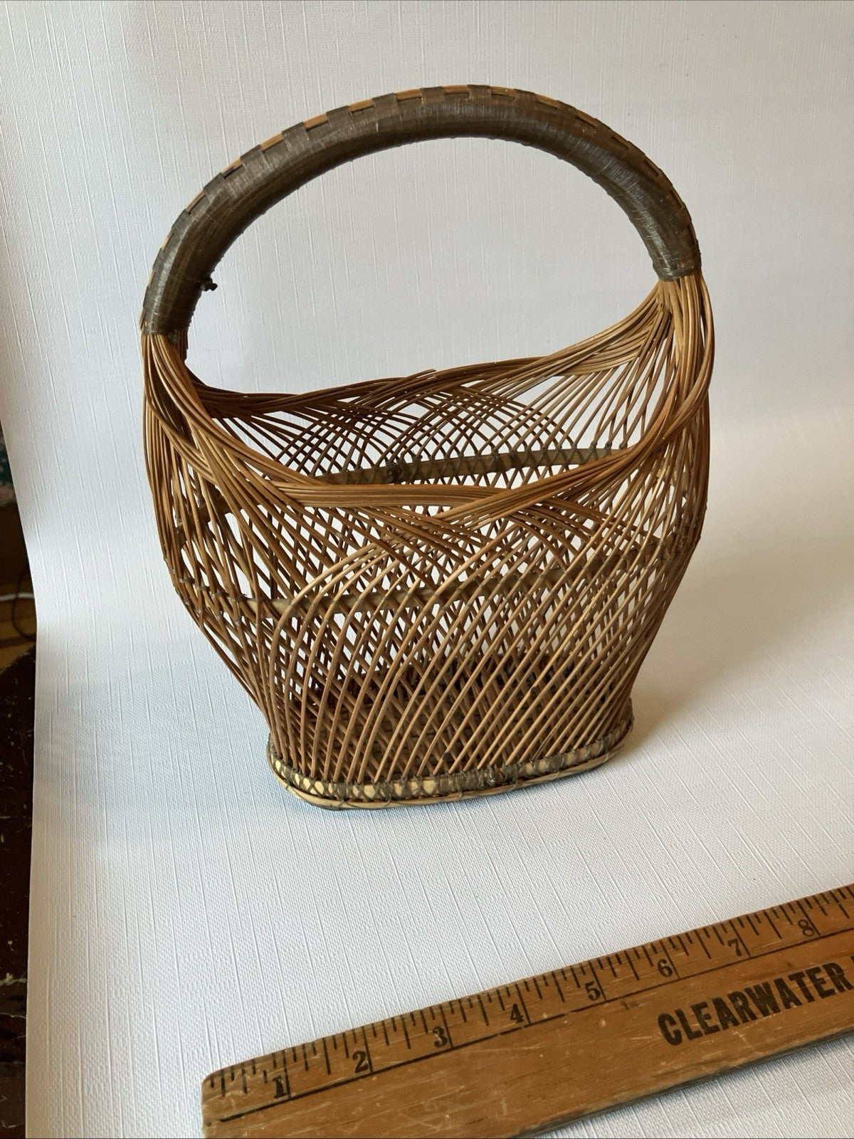 Vintage Japanese Ikebana Hangakago Basket; EVC 1910-1930s.
