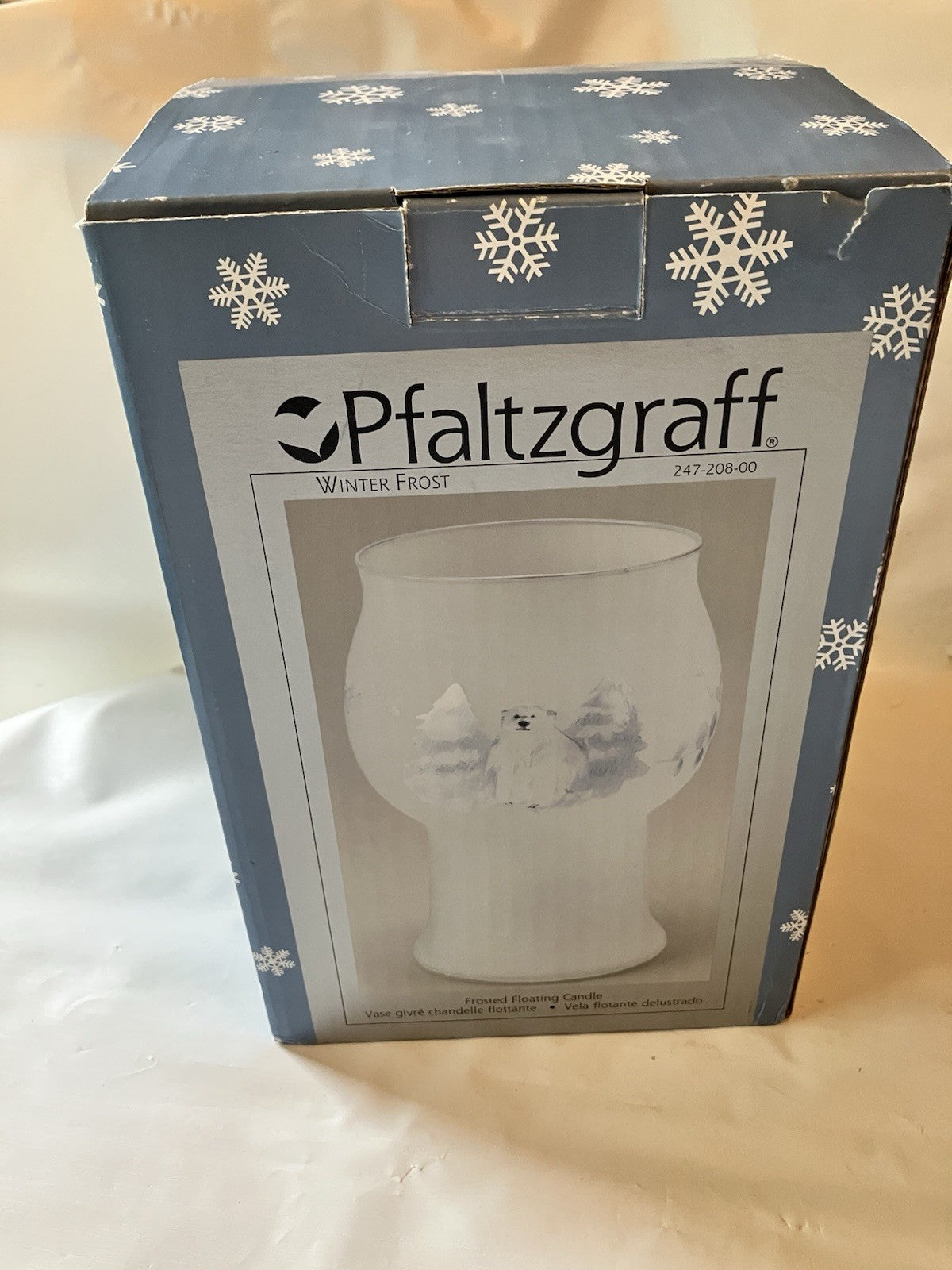 1998 Pfaltzgraff Winter Frost Glass Floating Candle Globe NEW Mint in Open Box