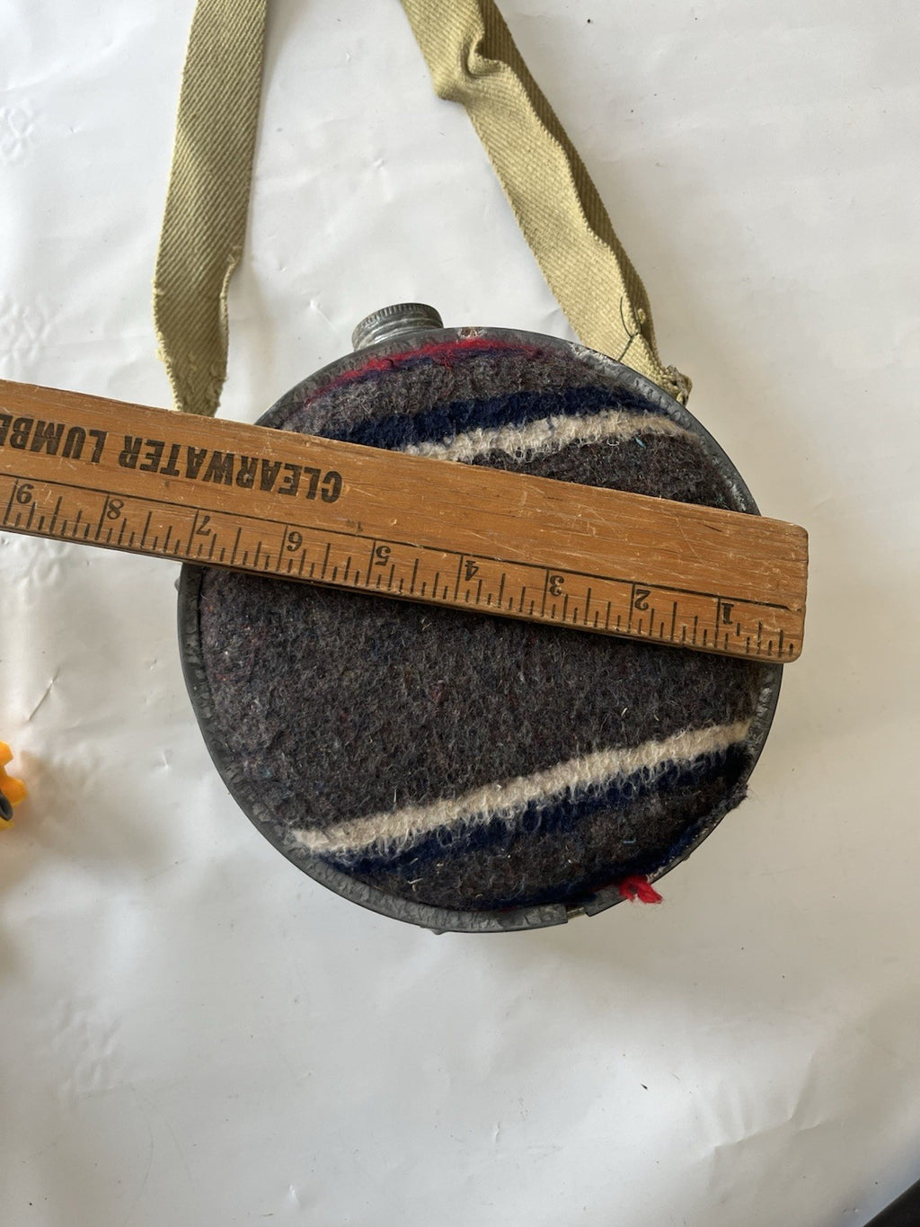 Vintage Wool & Galvanized Metal Canteen With Strap; See Photos!