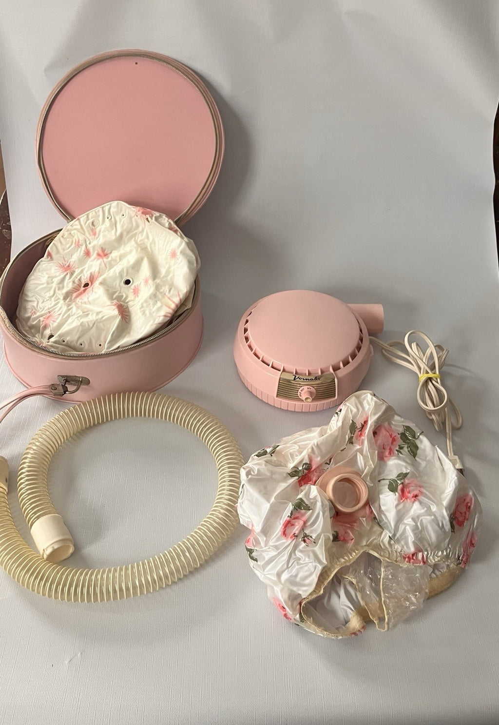 Vintage MCM Vornado Pink Bonnet Hair Dryer With Traveling Case And Extra Bonnet