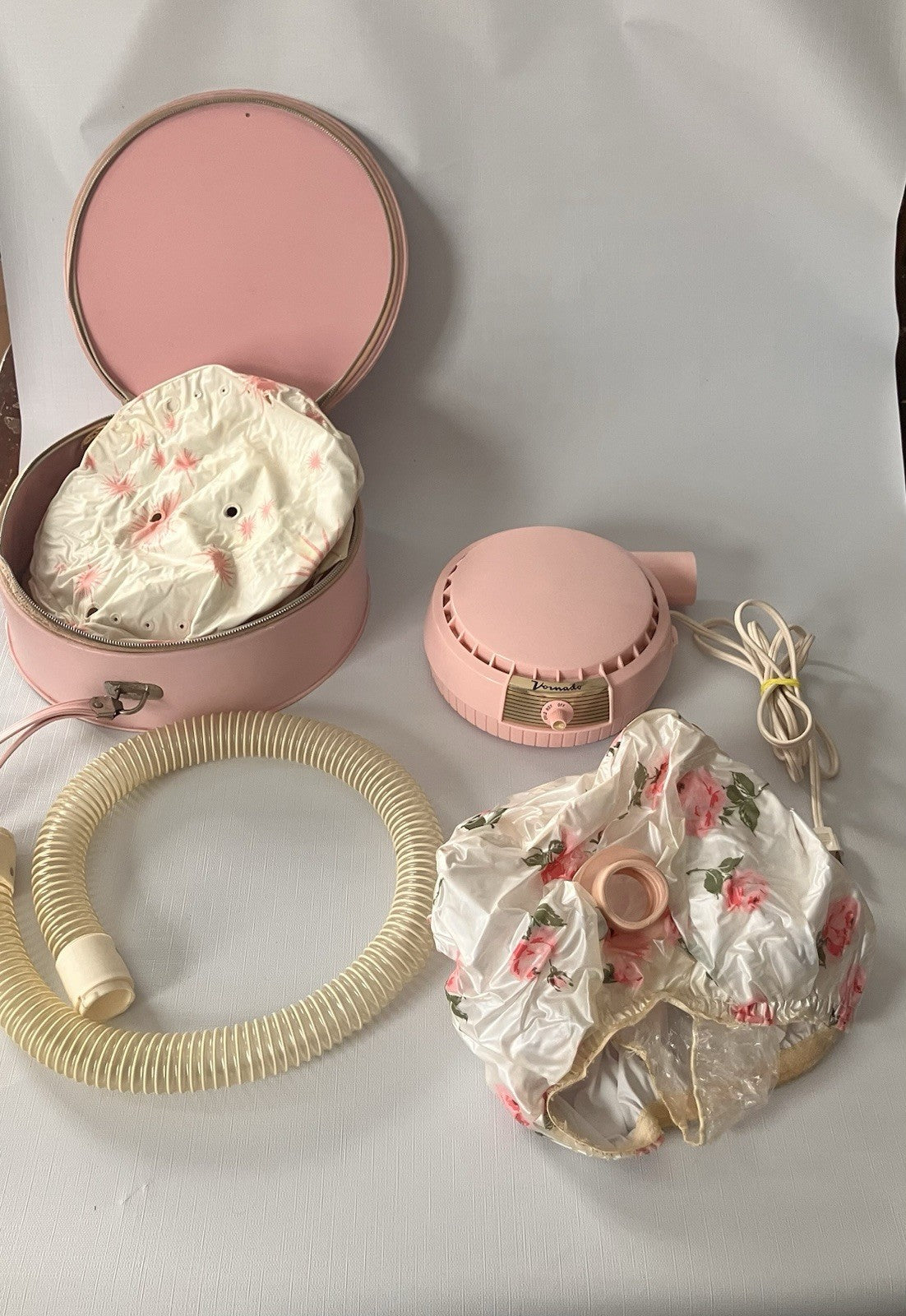 Vintage MCM Vornado Pink Bonnet Hair Dryer With Traveling Case And Extra Bonnet