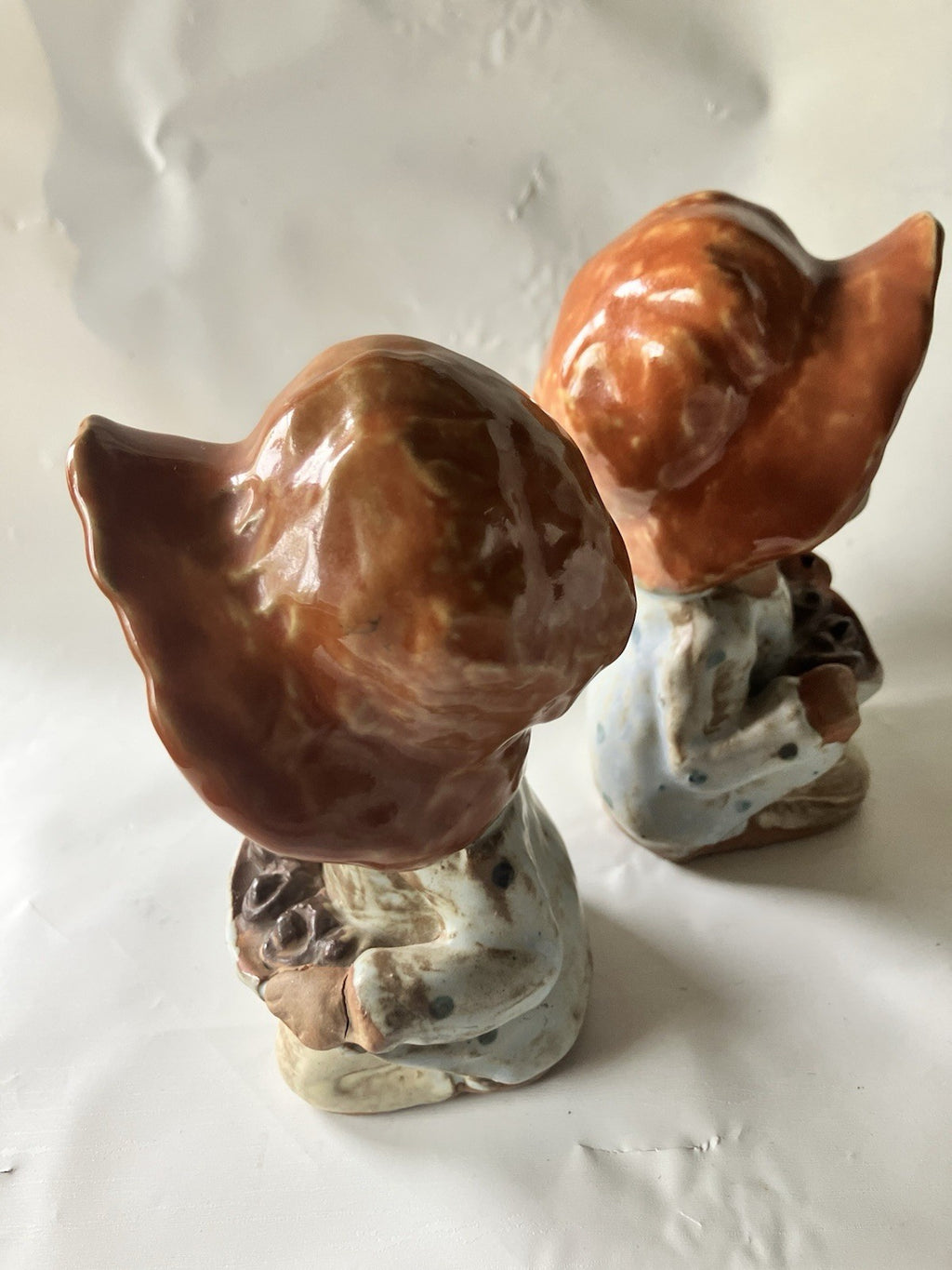 Vintage 1970s Terracotta Seymour  Whistling 5” Tall Apple Picking Girls