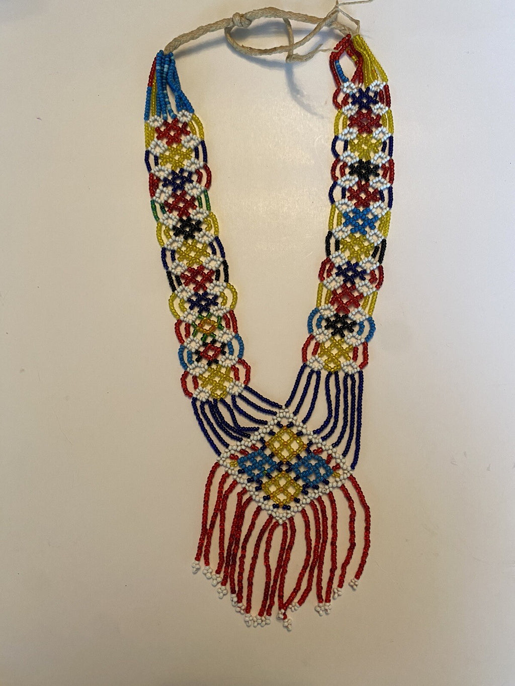Vintage Afghan Kuchi Beaded Tribal Necklace 28”