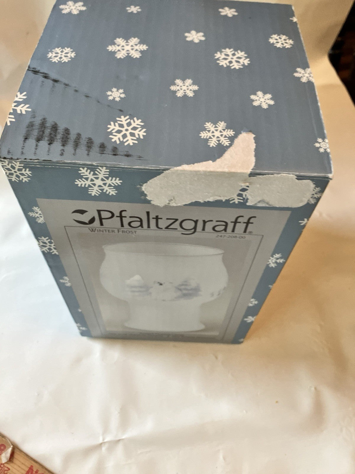 1998 Pfaltzgraff Winter Frost Glass Floating Candle Globe NEW Mint in Open Box