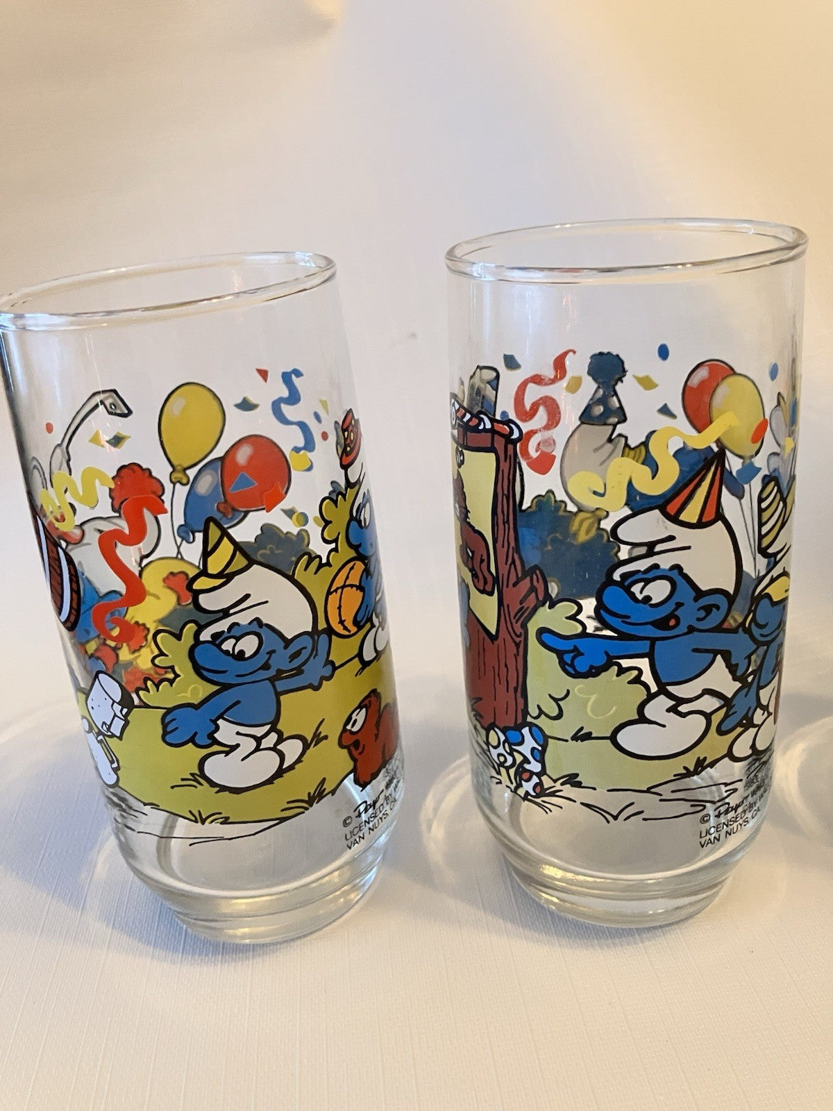 Vintage 1983 Hardee’s Smurf Glasses Set of 4 Handy Clumsy Papa Smurf BONUS Glass