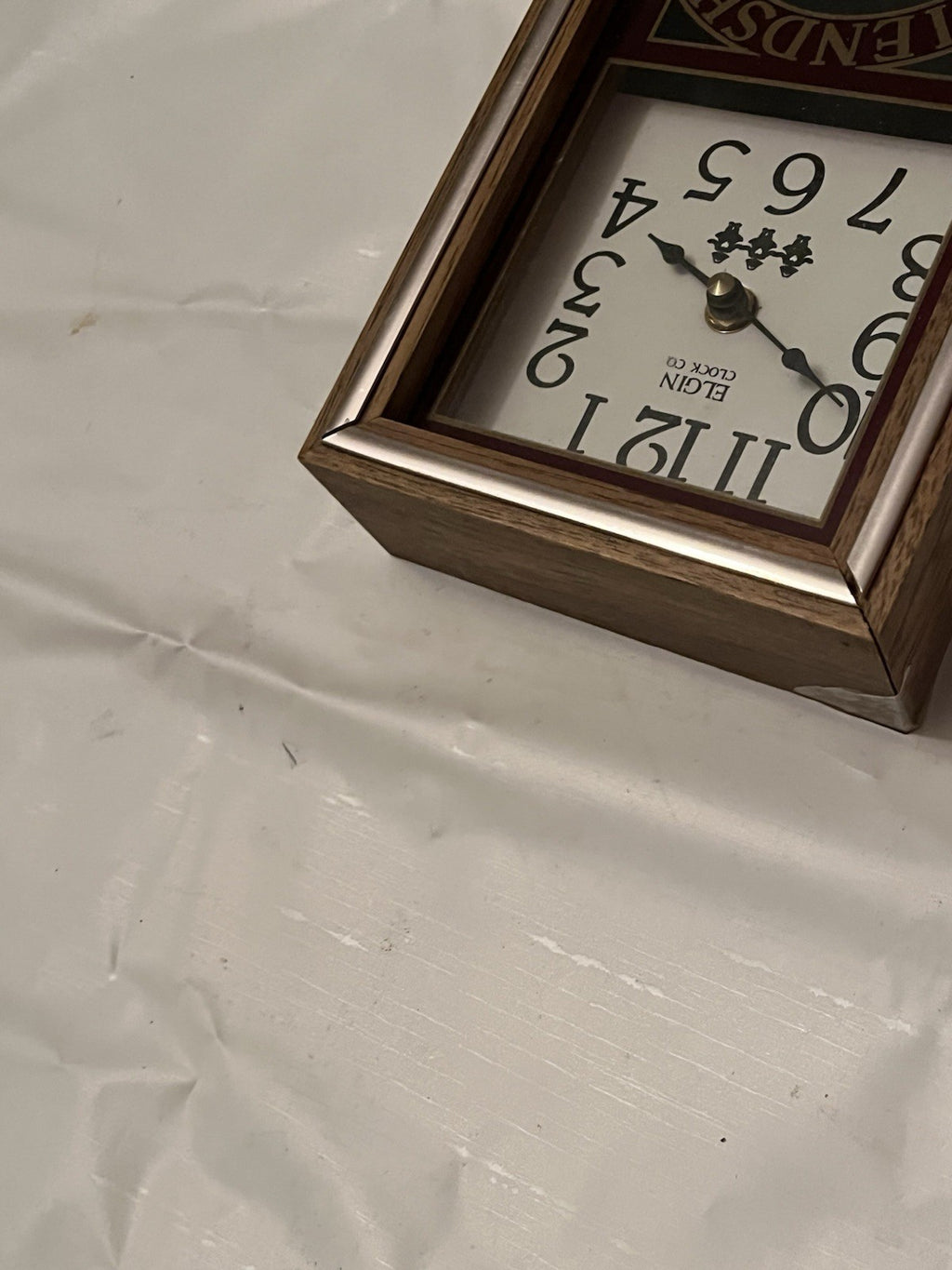 Elgin "Friendship" Shadow Box Wall Clock W/ Faux Flowers And Dutch Girl Details