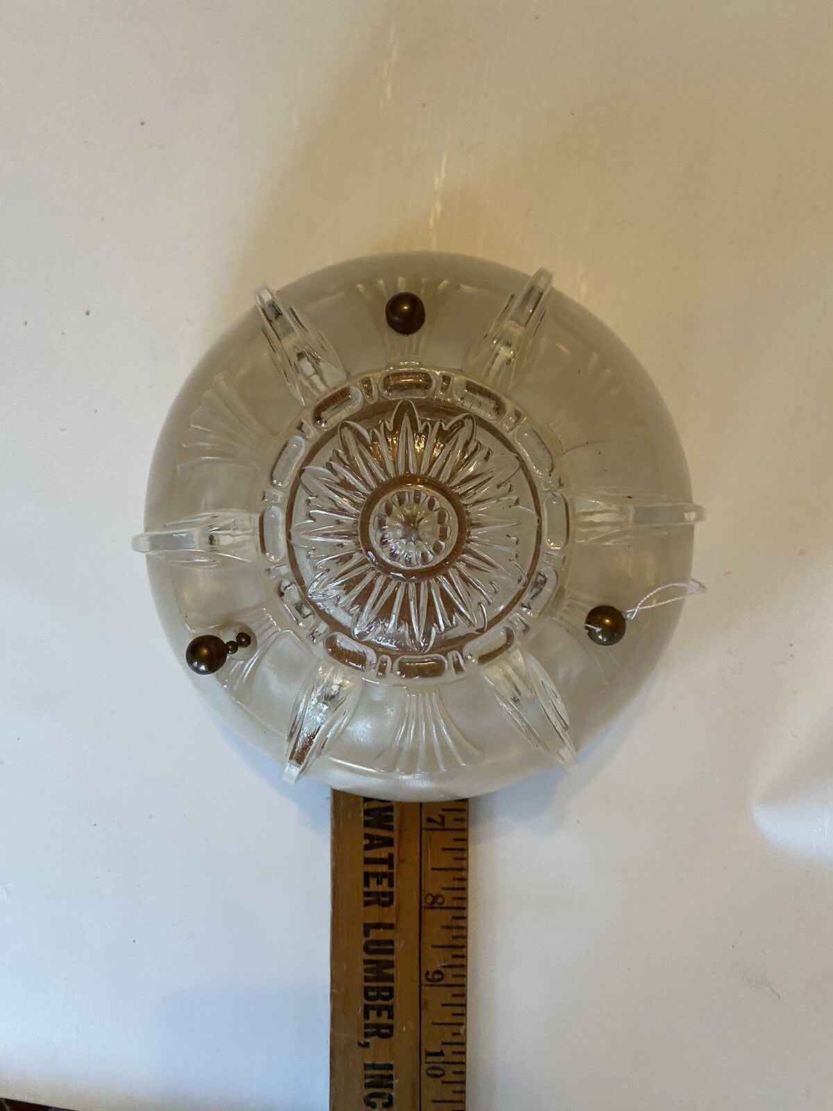 1930’s Art Deco Cream Glass Light Cover, Ceiling Mount, Vintage 