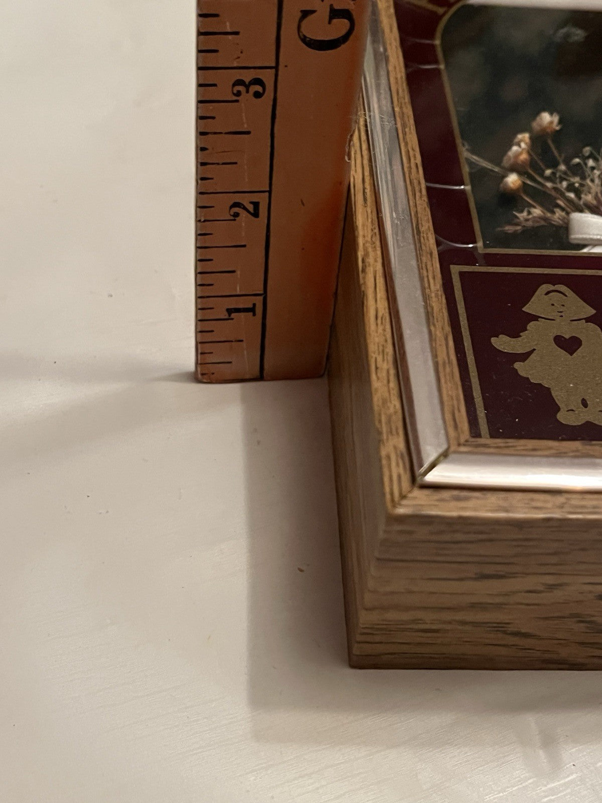 Elgin "Friendship" Shadow Box Wall Clock W/ Faux Flowers And Dutch Girl Details
