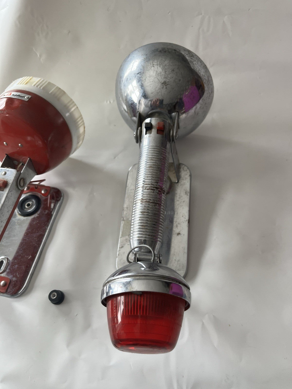 2-Vintage Retro Silver Ray-O-Vac Sportsman Lantern Light/ Ashcroft Red Lantern