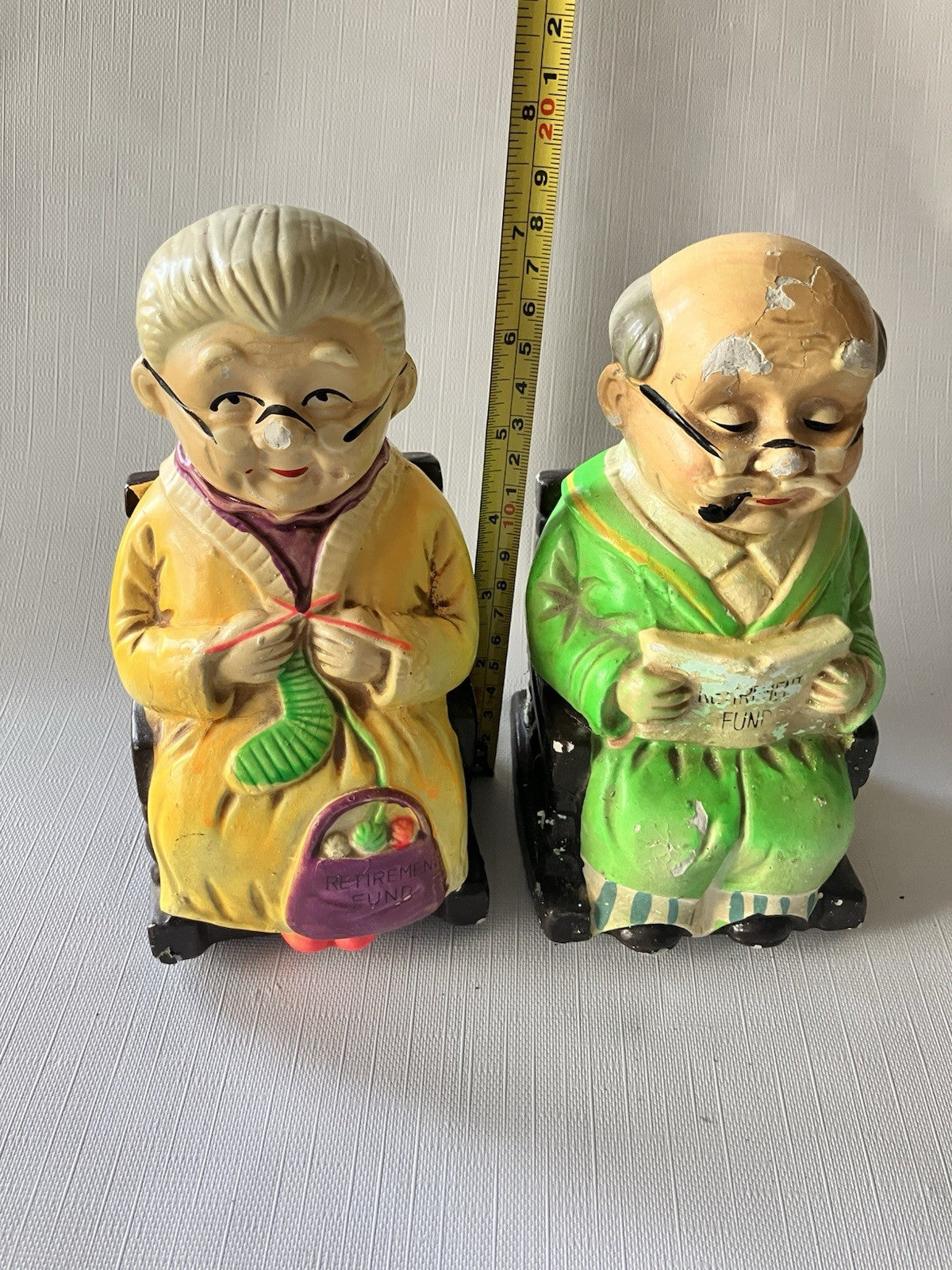 Vintage Pair Of Retirement Fund Old Folks Rocking Banks