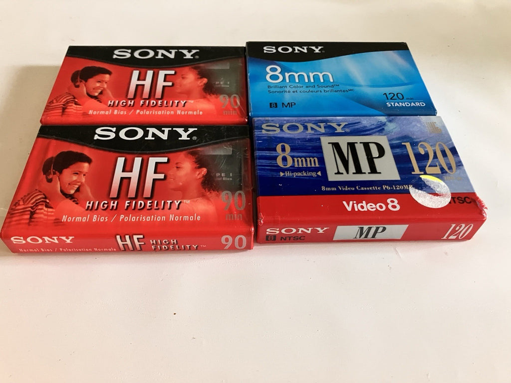 Sony 8mm Standard 120 Min/ 90 Min Cassettes For Recording. Sealed Lot Of 4.