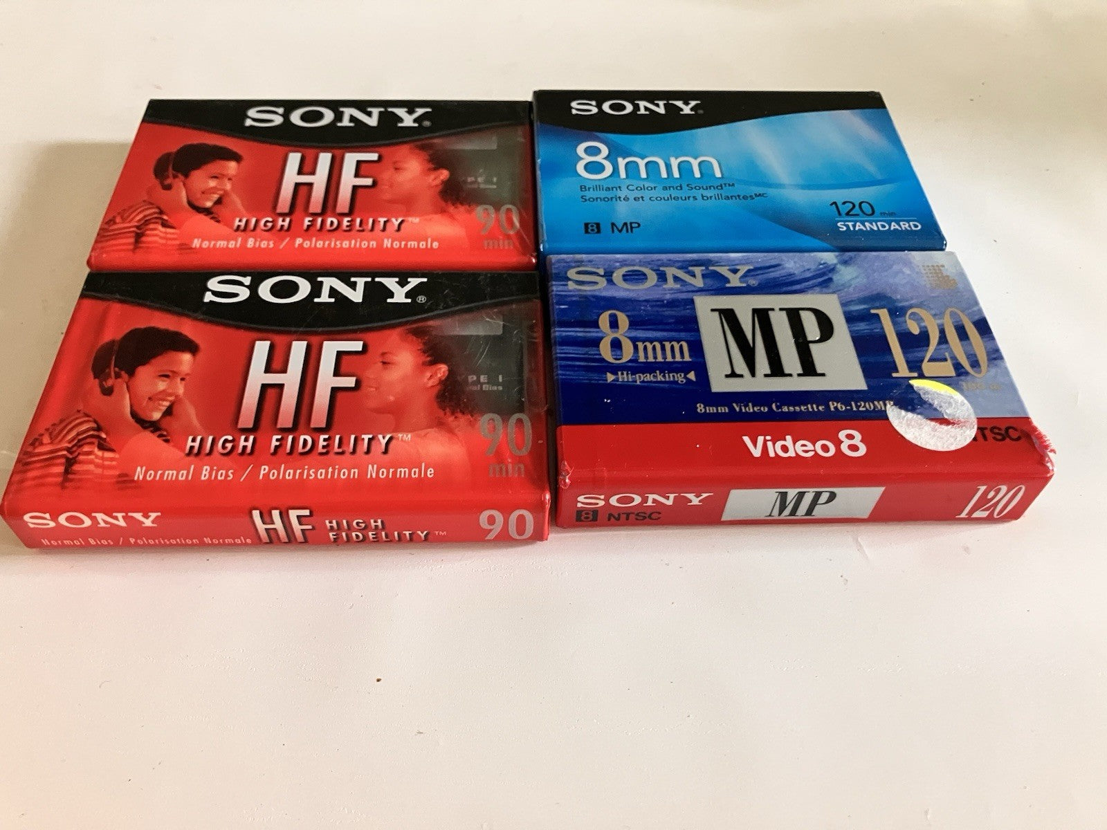 Sony 8mm Standard 120 Min/ 90 Min Cassettes For Recording. Sealed Lot Of 4.