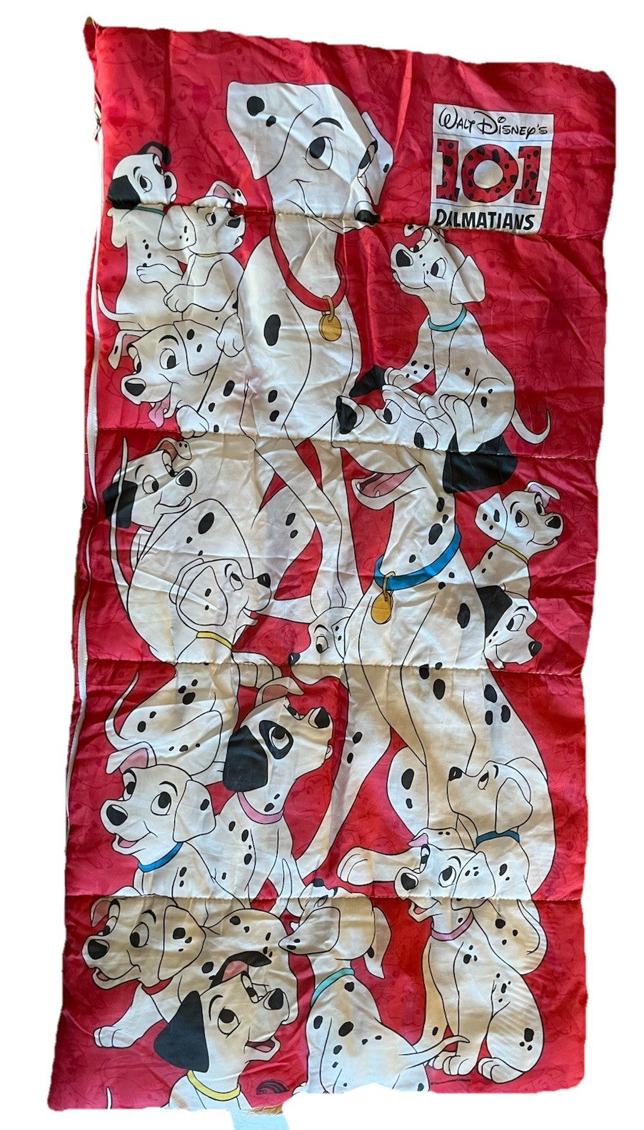 Vintage 90's  Disney 101 Dalmatians Red Double Sided Youth Sleeping Bag