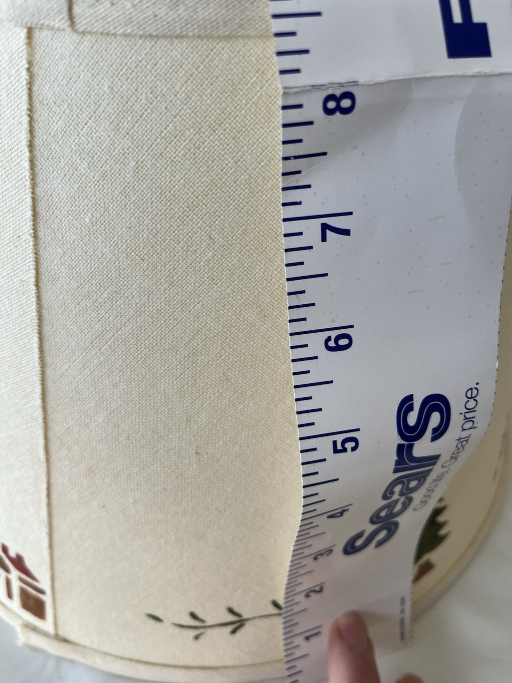 1990’s Primitive White Lamp Shade; 12” Wide Base, 8” Tall, Screw Open Shade