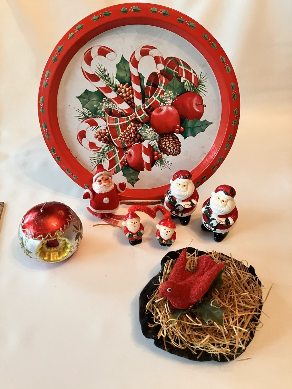 Vintage Santa Christmas Lot, Shakers, Ornaments, Elves, EVC!