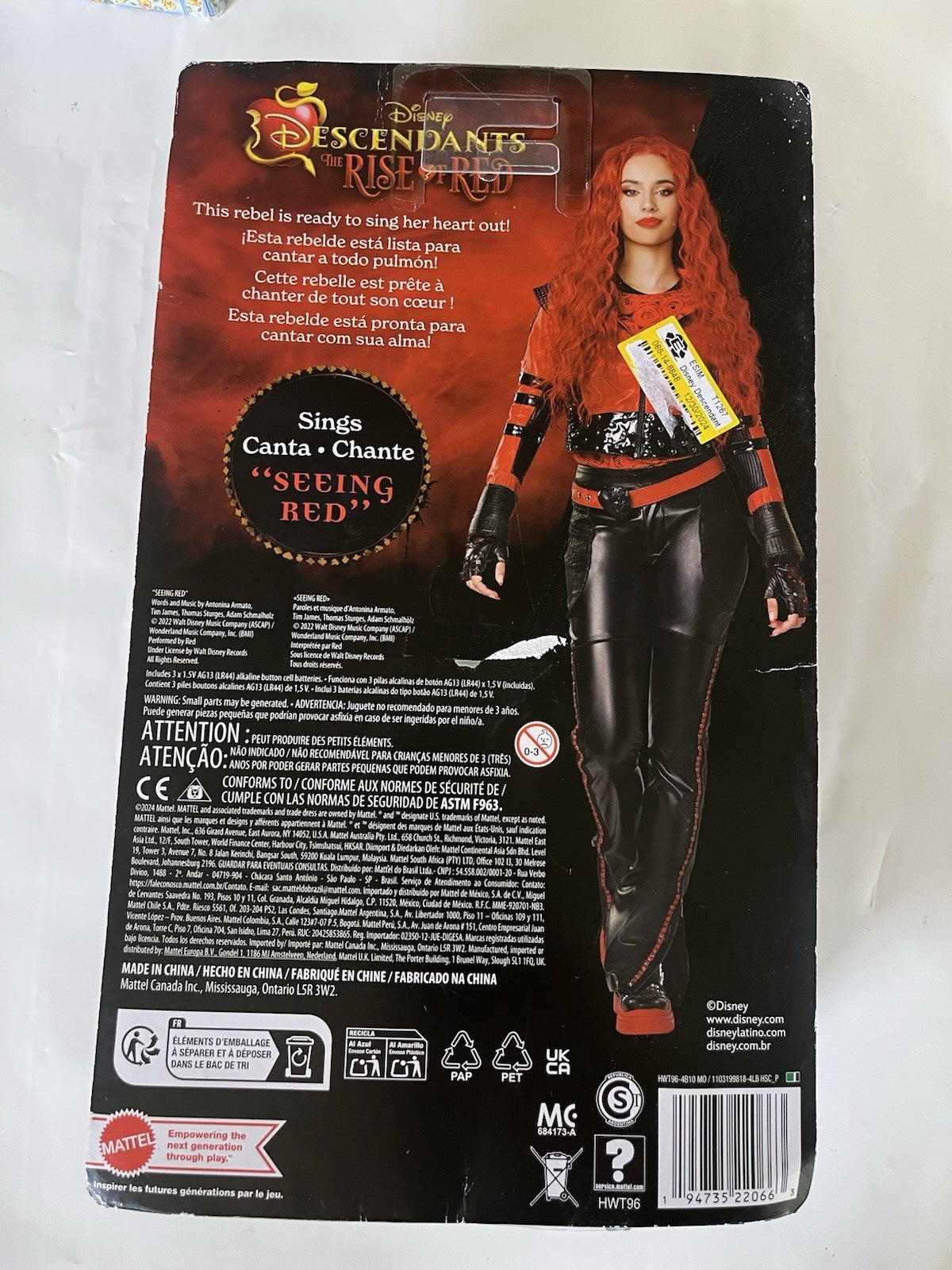 Disney Descendants The Rise of Red Singing Doll Sings Seeing Red New Damaged Box