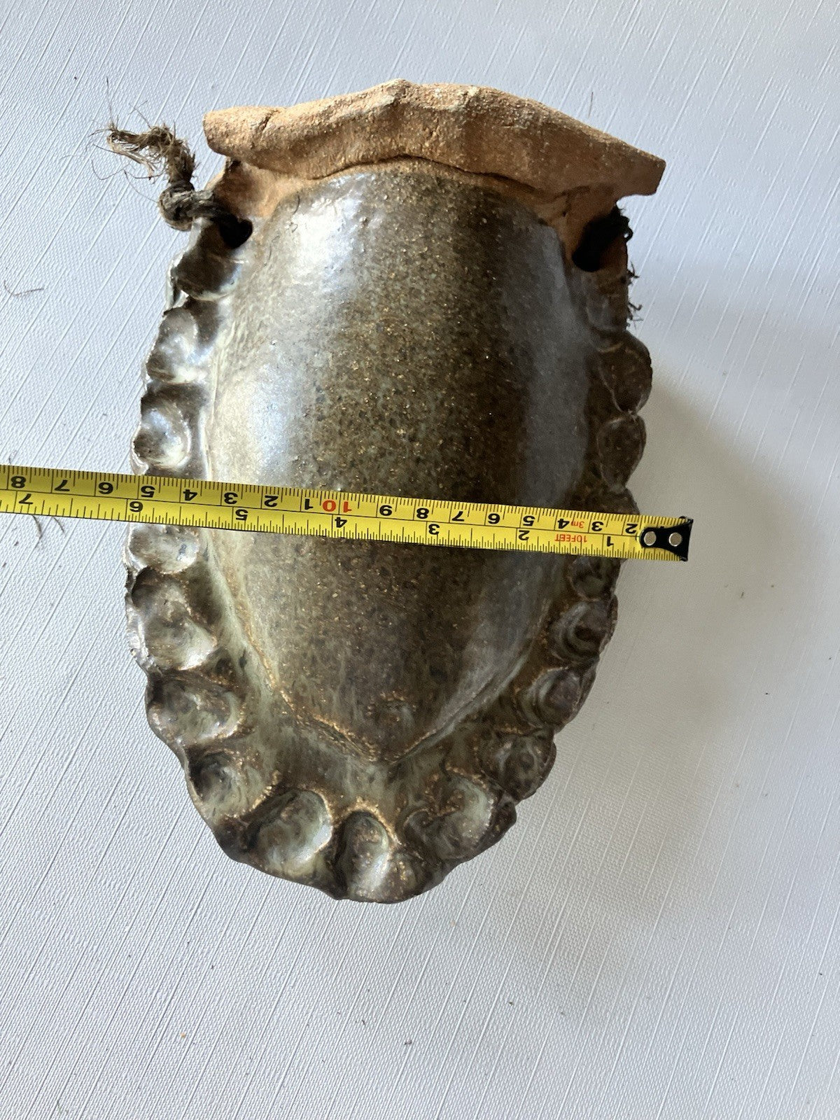 Roku Glazed on  Red Stone Pottery Hanging Flower Pot- Unique!