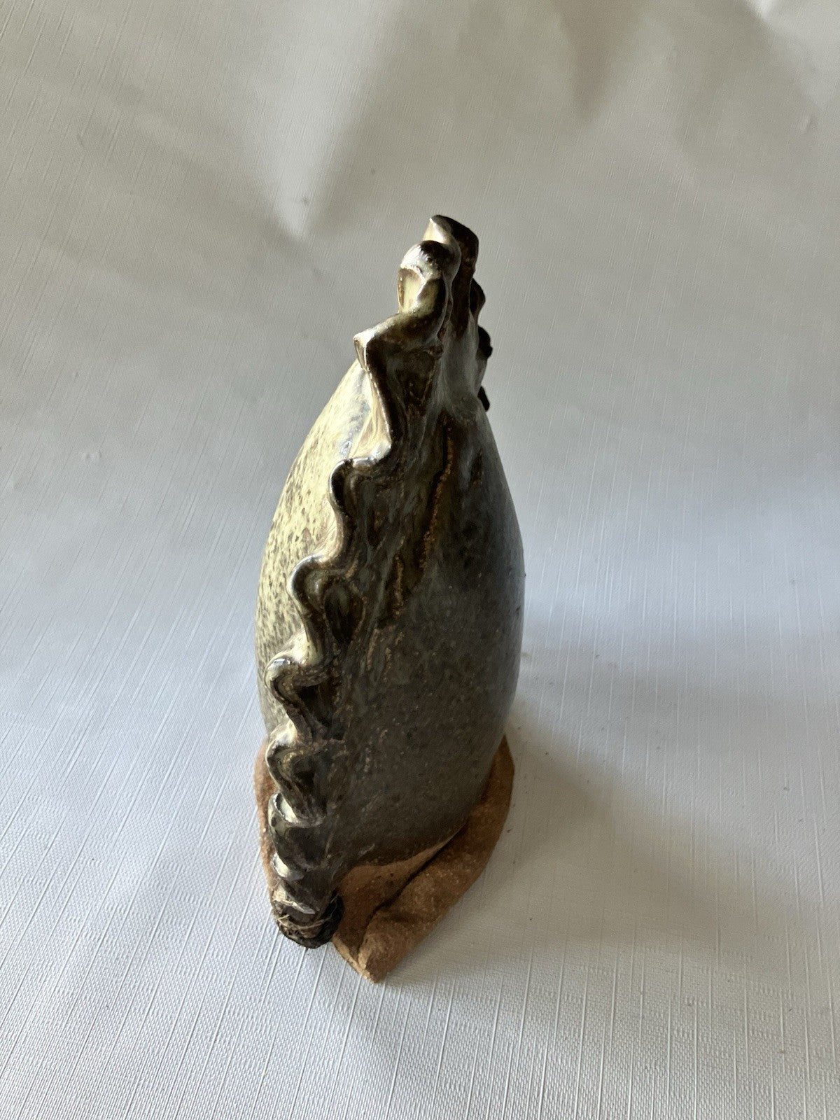 Roku Glazed on  Red Stone Pottery Hanging Flower Pot- Unique!