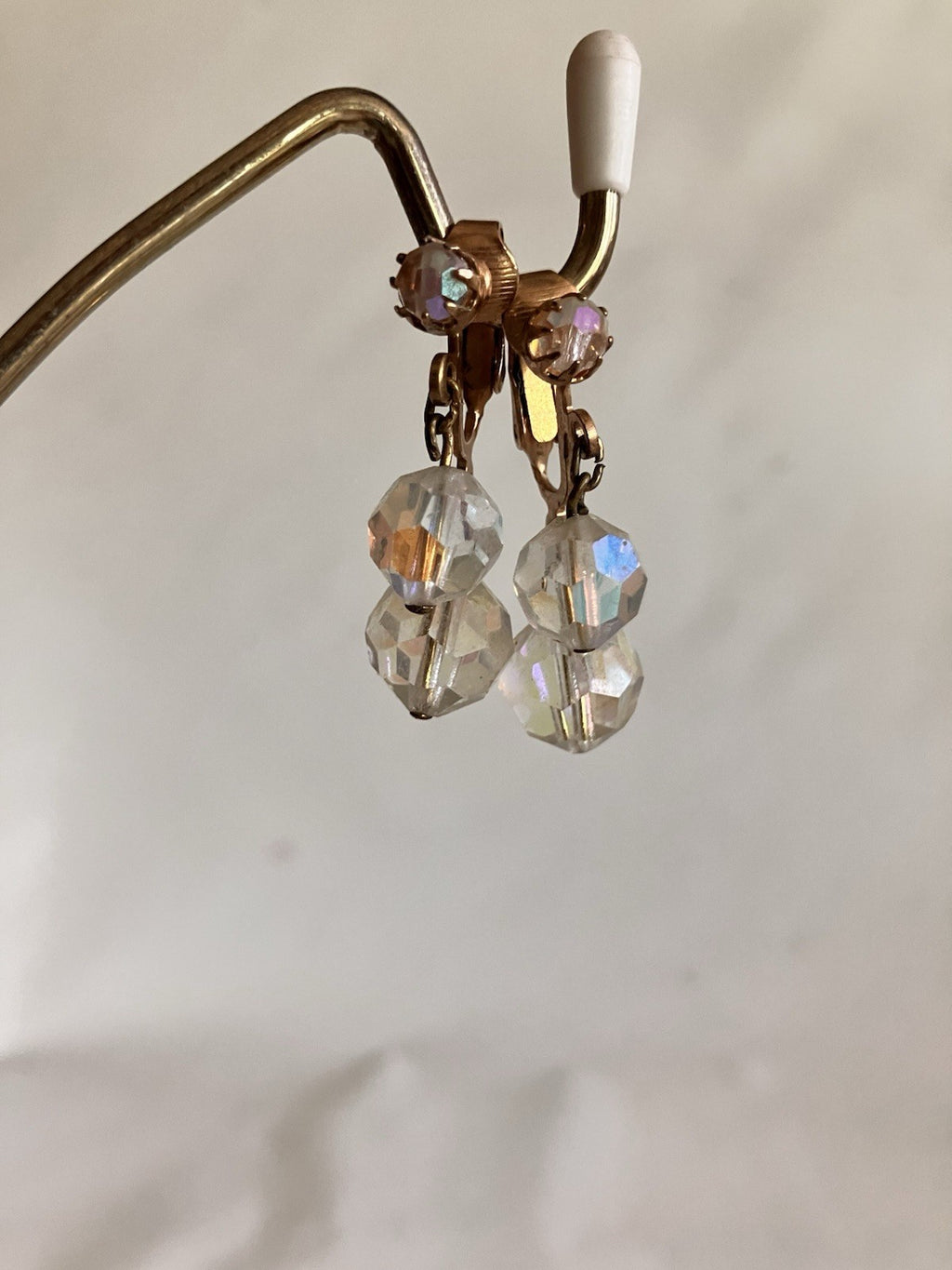 Vintage Aurora Borealis Rhinestone Clip Earrings (2 Pairs)