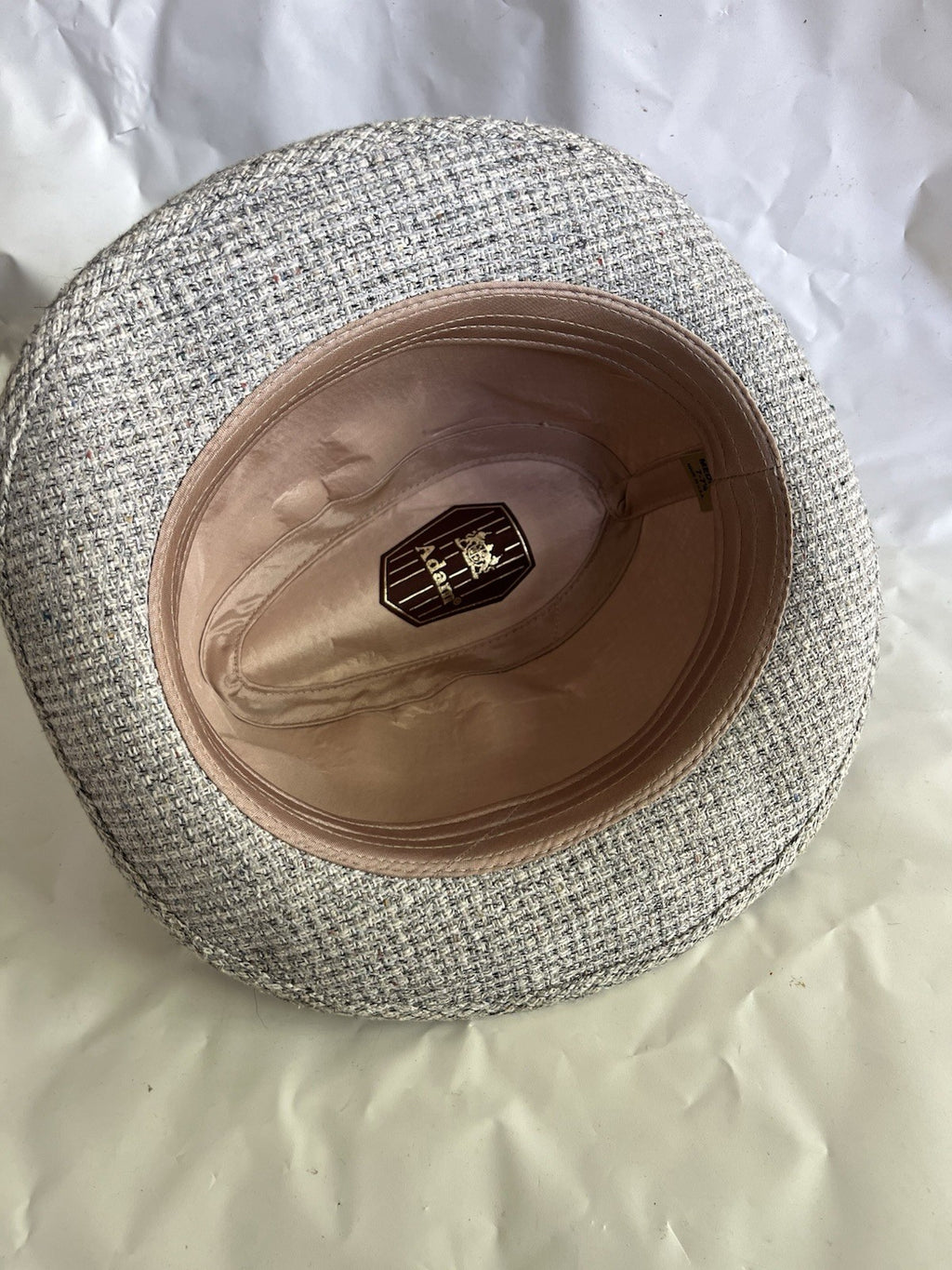 Vintage Men’s Adam Tweed Fedora Hat; 7-71/8 Medium Grey/tan Tweed Tone