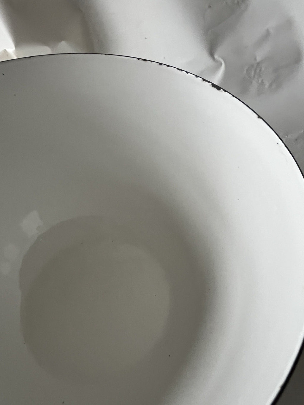 Vintage Finland Black White Enamel Mushroom Bowl Finel Wartsila Mid Century