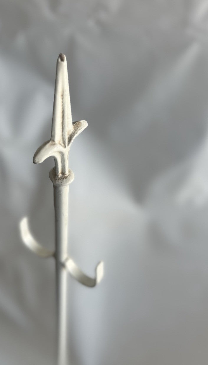 Wrought Iron Wreath Or Purse Holder Double Hooked White Antique Finish 36.5”
