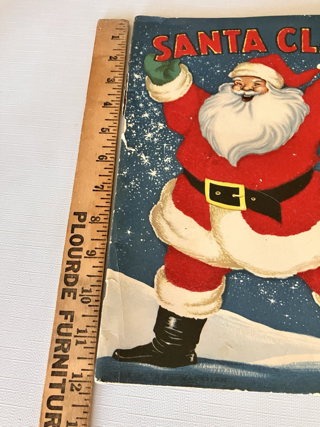 1940s Santa Clause Fuzzy Children’s Book And Candle Votive 