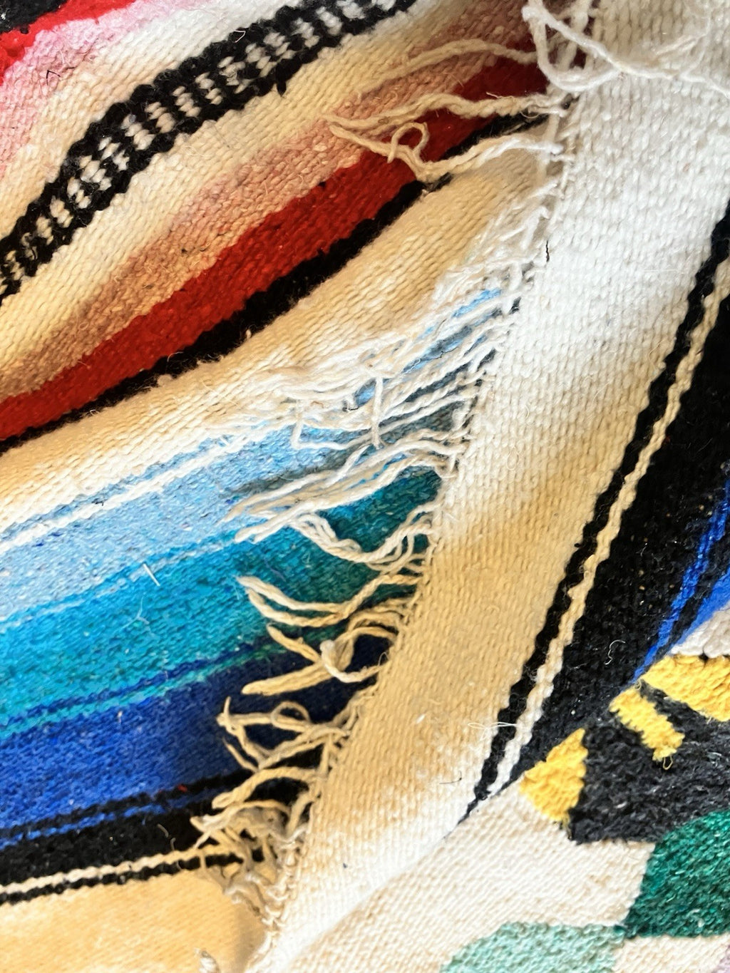 Vintage Hand Woven Mexico Blanket Throw With Eagle And Snake EVC
