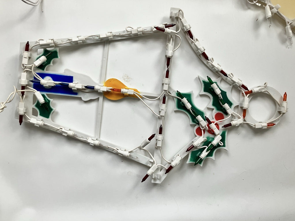 2000s Holiday Light Window Display Lot Of 3.  Work! Snowman, Cane, Lantern 18”