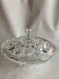 Vintage Clear Indiana Glass Diamond Cane And Button Candy Dish