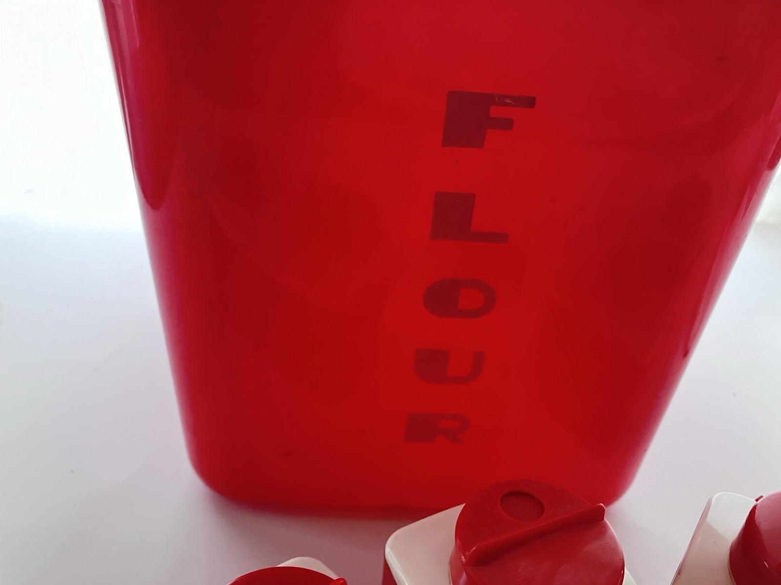Vintage Red Lusterware Flour And Dupal Plastics Inc. Spices Lot 1950/Art Deco