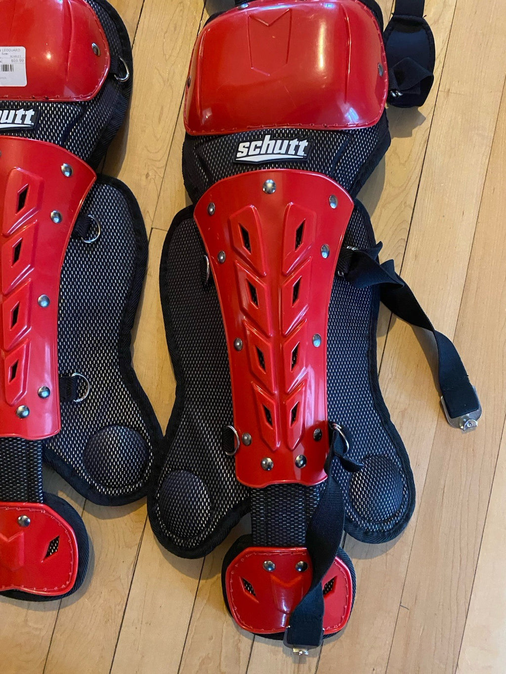 Schutt 13” Scorpion Leg Guards Red/Black New Old Stock 