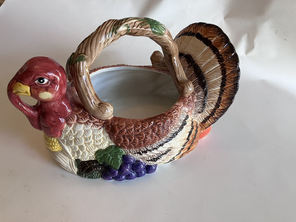 Jay Import Co. Thanksgiving Themed Ceramic Basket And Candlestick Holders (1997)