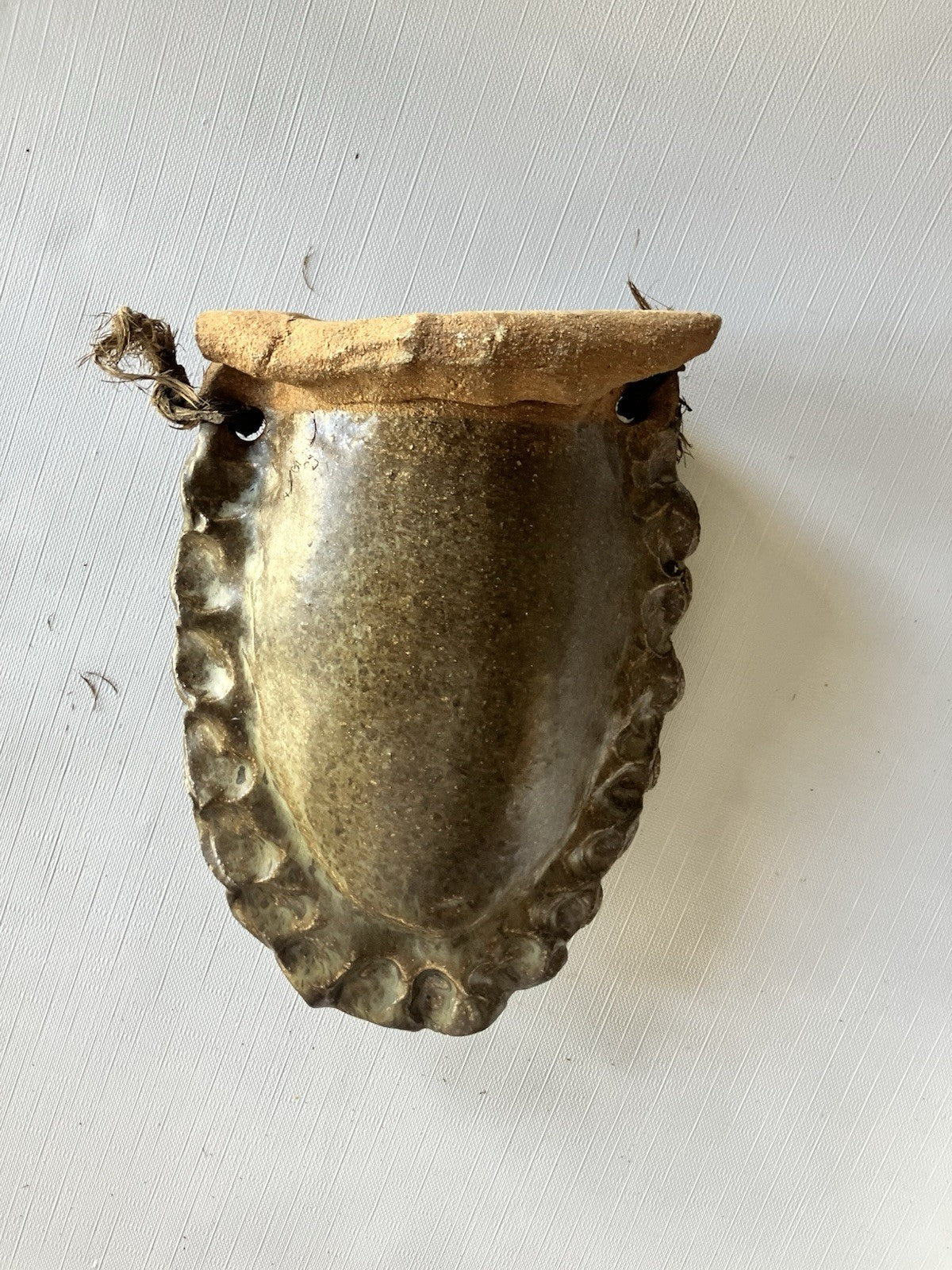 Roku Glazed on  Red Stone Pottery Hanging Flower Pot- Unique!