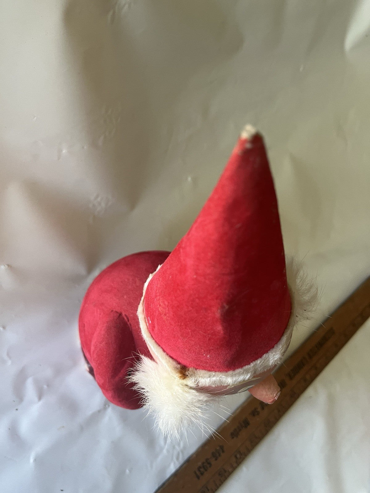1946 WEST GERMANY 7” SANTA FIGURAL CANDY CONTAINER CHRISTMAS Flocked Paper Mache