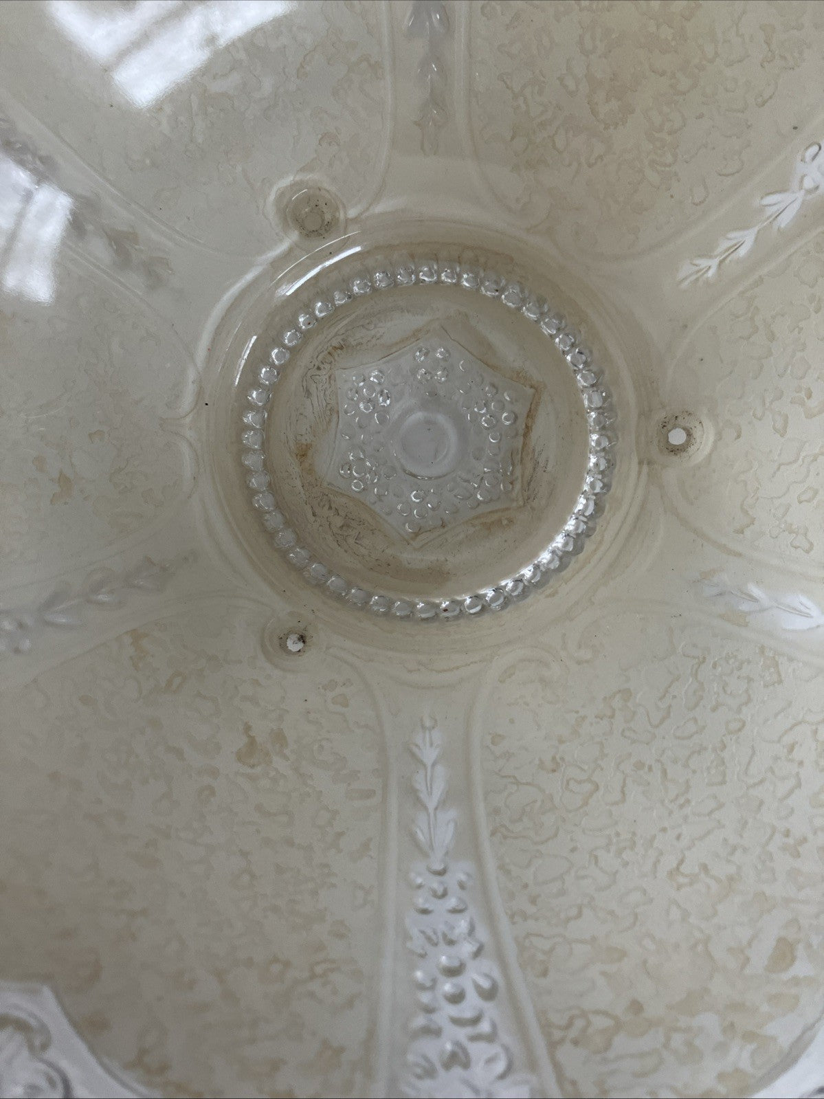 1920 Antique Embossed Floral Star Paneled Hanging Ceiling Chandelier Light Shade