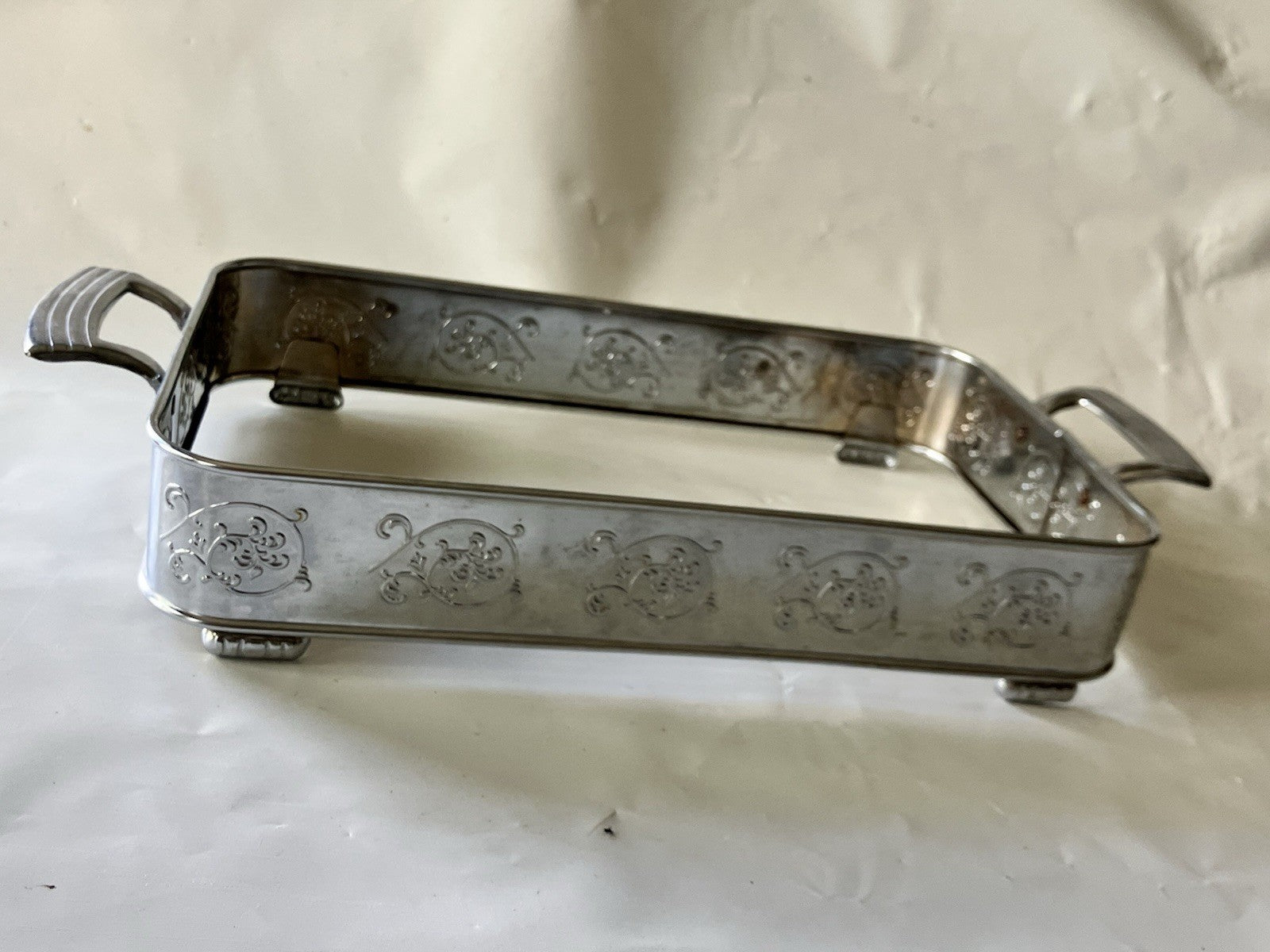 Vintage Hammered Ornate Metal Casserole 6x11” Rectangle