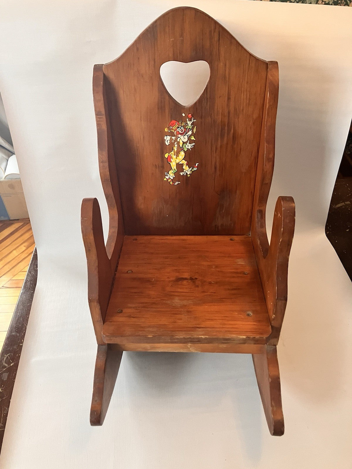 Vintage Children’s Wooden Rocking Chair W/ Jester Decal